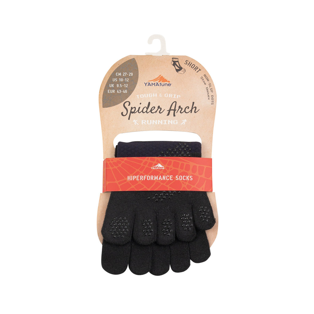 YAMATUNE SPIDER ARCH SHORT 5TOE WITH NON SLIP DOTS - BLACK/DARKNAVY
