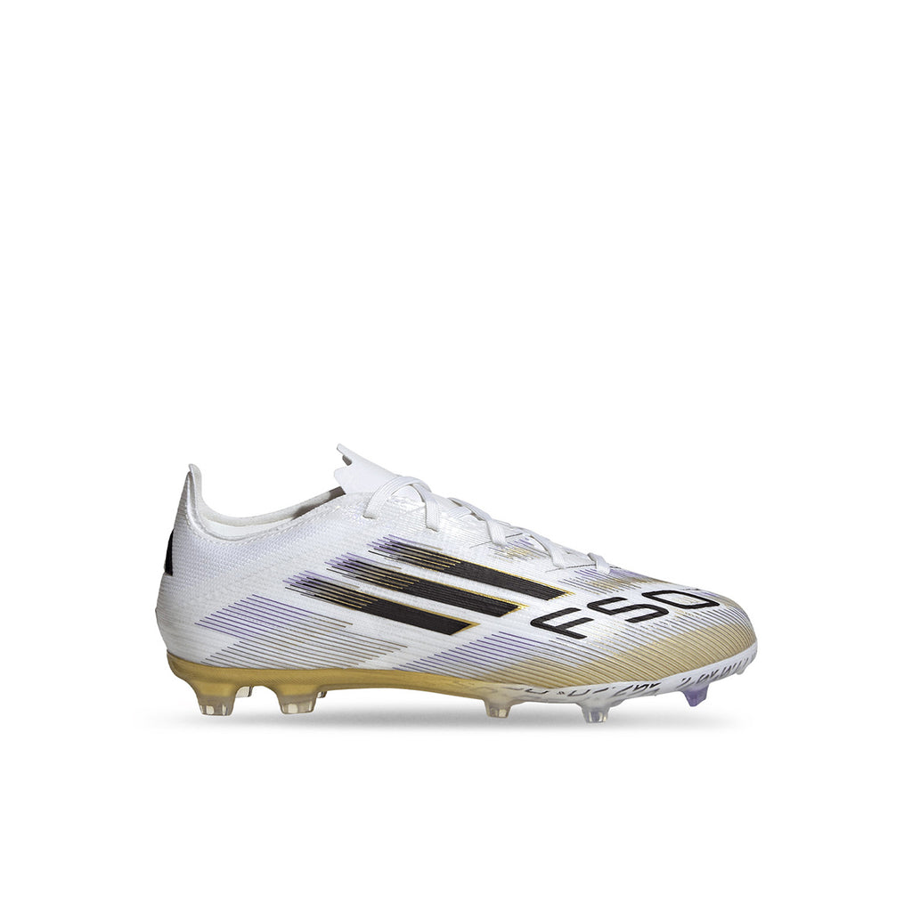 ADIDAS F50 ELITE FG J - FTWR WHITE/CORE BLACK/GOLD MET