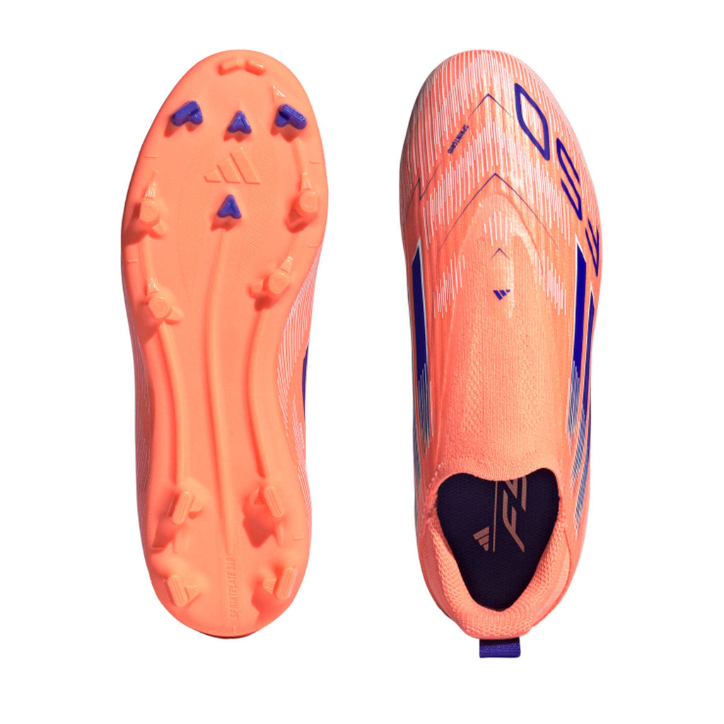 ADIDAS F50 LEAGUE LACELESS FG/MG J - BEAM ORANGE/LUCID BLUE/FTWR WHITE