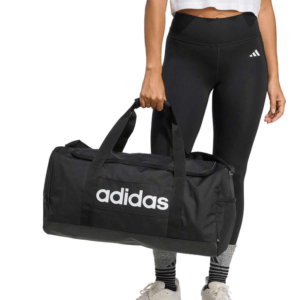 ADIDAS LINEAR DUFFEL MEDIUM - BLACK/BLACK/WHITE