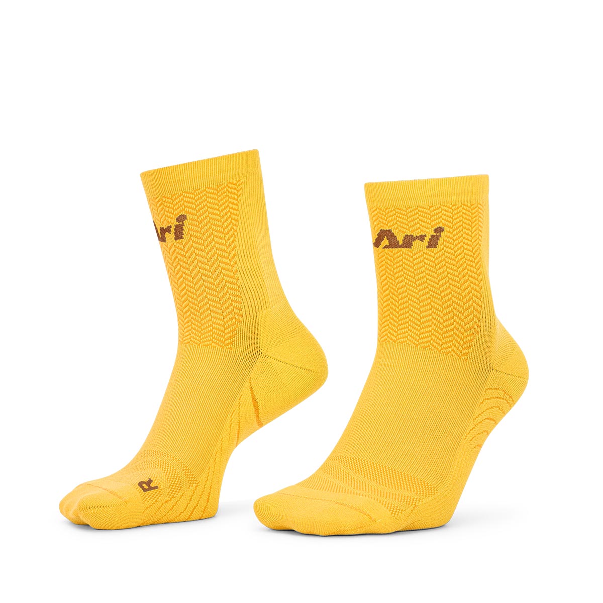 ARI TERRY QTR RUNNING SOCKS - MUSTARD/BROWN/MUSTARD