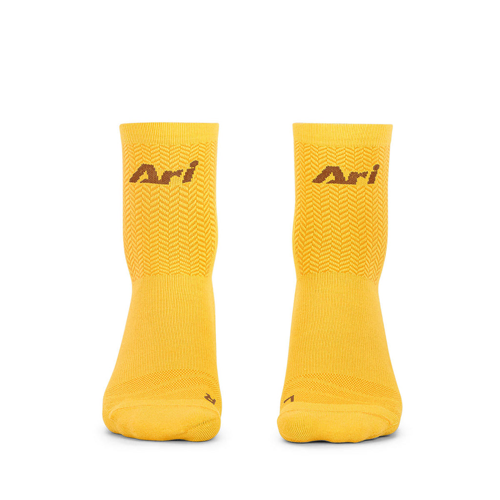 ARI TERRY QTR RUNNING SOCKS - MUSTARD/BROWN/MUSTARD