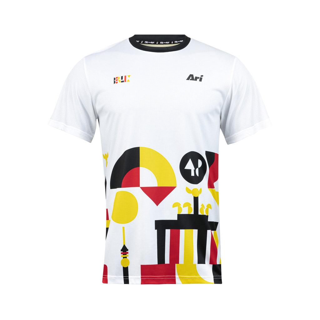 ARI ADEPT BERLIN25 MARATHON GRAPHIC RUNNING TEE - WHITE/YELLOW/BLACK