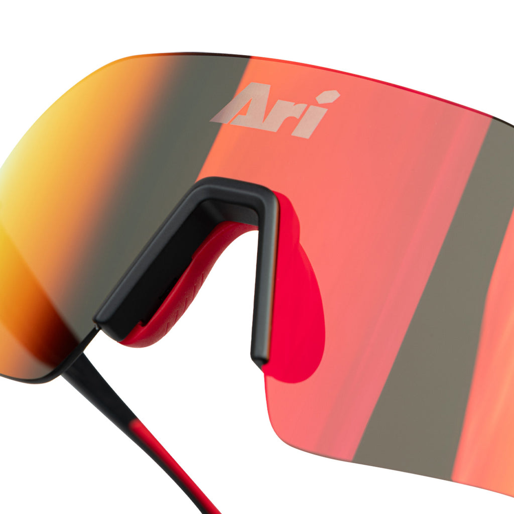 ARI ELITE ZERO OPTIC RUNNING SUNGLASSES - RED/BLACK/SILVER