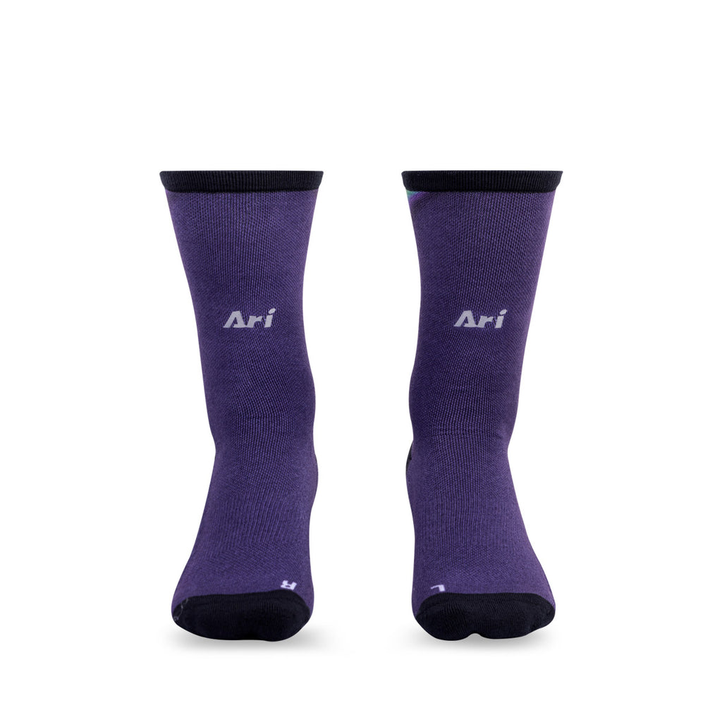 ARI HEATMARK CREW SOCK - PURPLE/RED/YELLOW