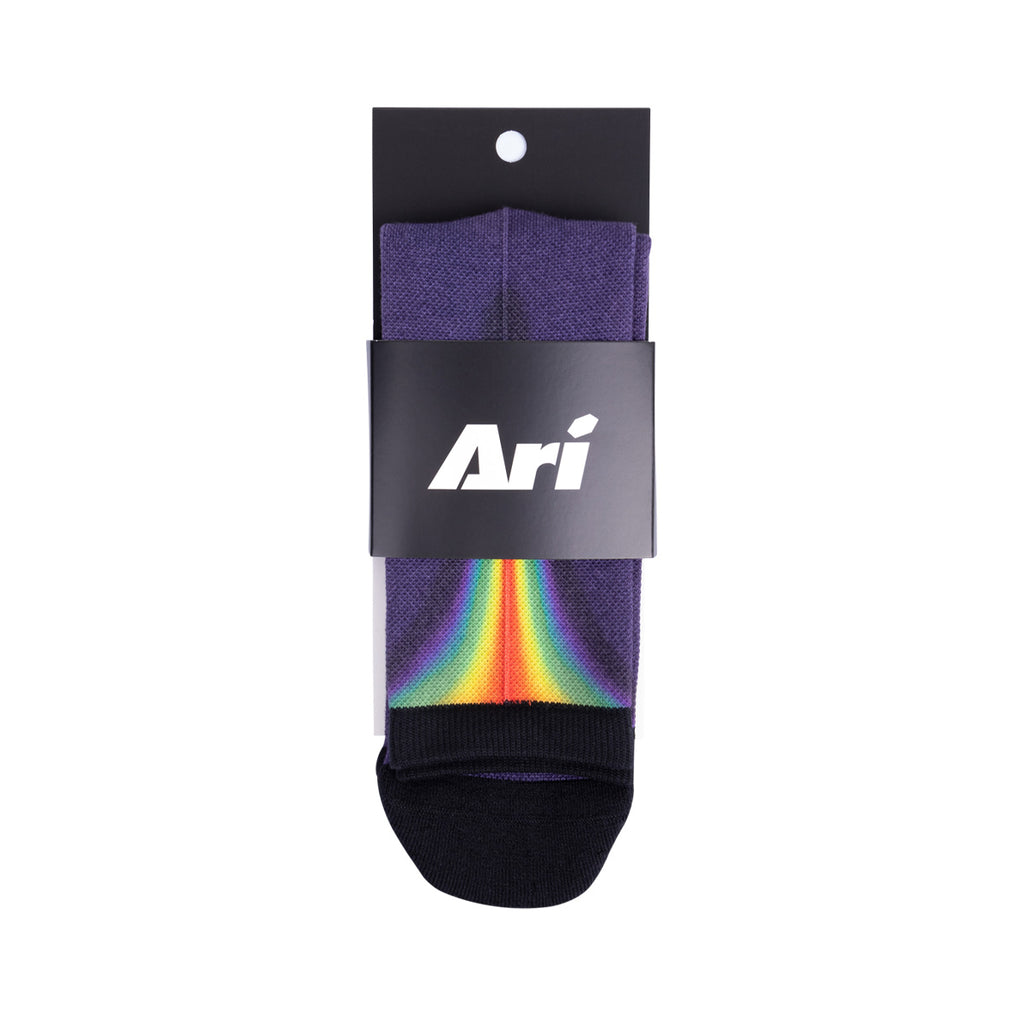 ARI HEATMARK CREW SOCK - PURPLE/RED/YELLOW