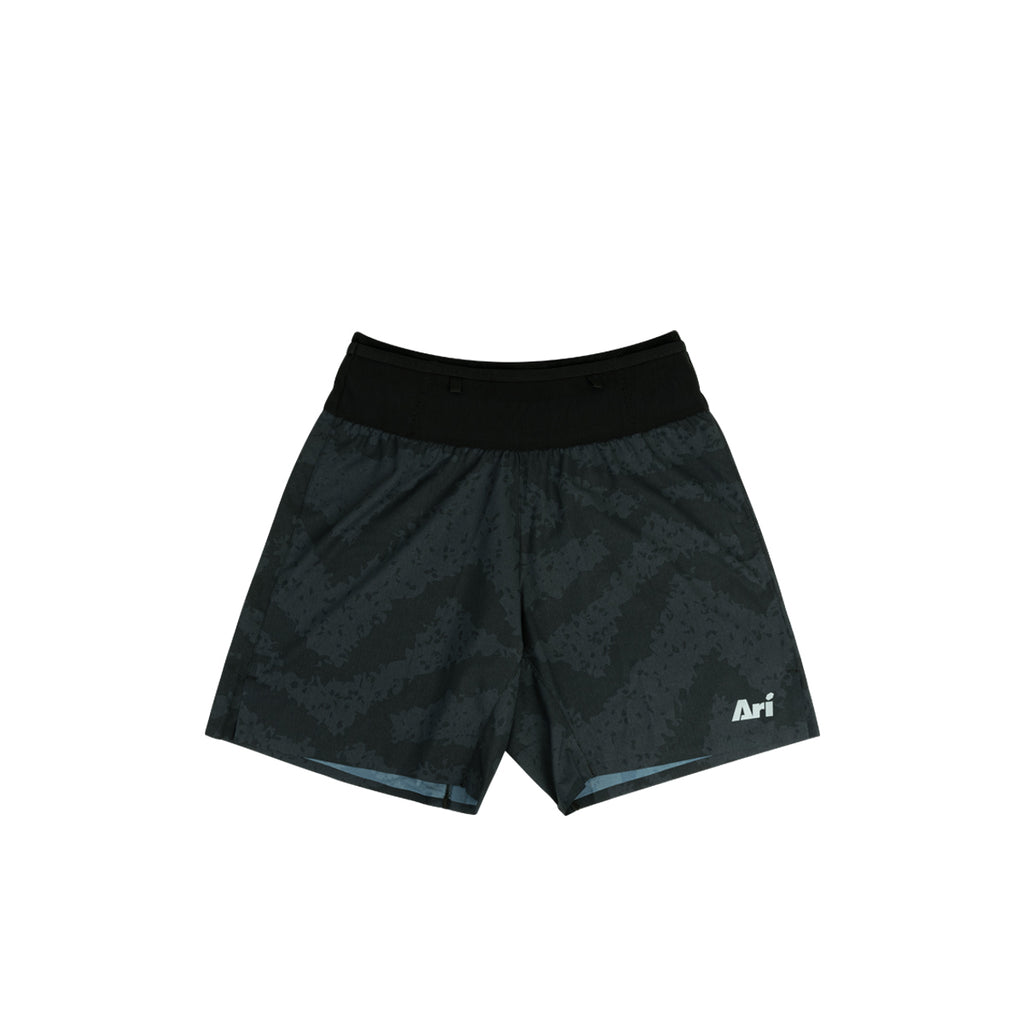 ARI MEN ELITE KOTH TRAIL RUNNING SHORTS - BLACK/SILVER/BLACK