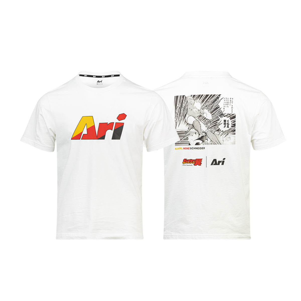 ARI X CAPTAIN TSUBASA JR YOUTH SCHNEIDER REGULAR TEE - WHITE/BLACK/RED