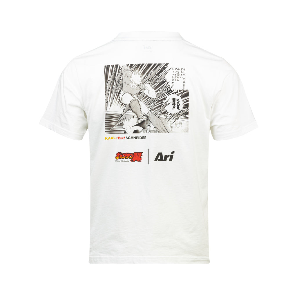 ARI X CAPTAIN TSUBASA JR YOUTH SCHNEIDER REGULAR TEE - WHITE/BLACK/RED