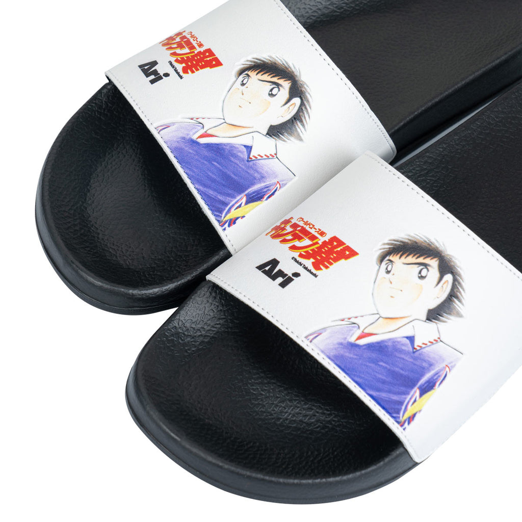 ARI X CAPTAIN TSUBASA WORLD YOUTH TSUBASA SLIDE SANDALS - BLACK/WHITE/BLUE
