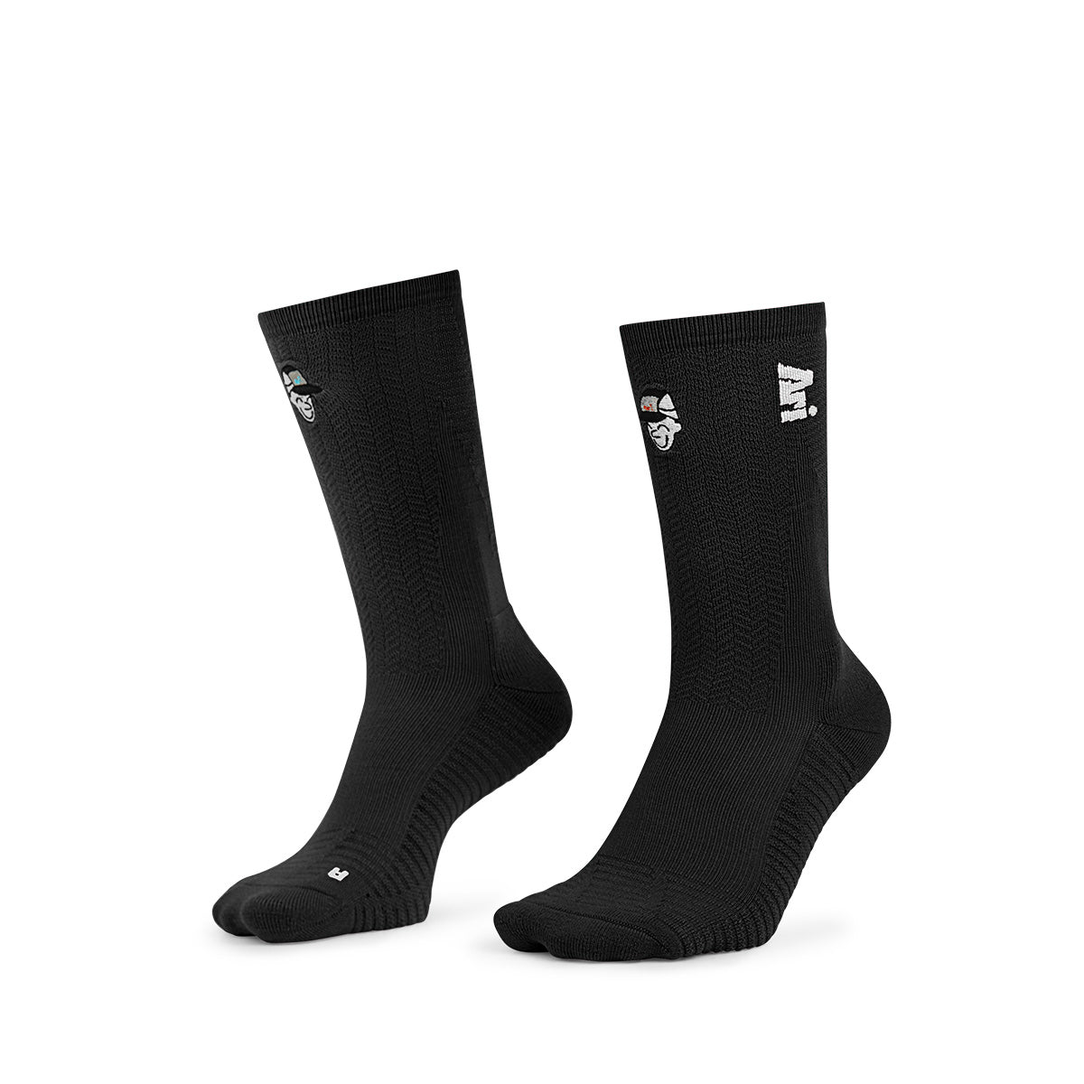 ARI ADEPT RUNNA CREW RUNNING SOCKS - BLACK/BLACK/WHITE