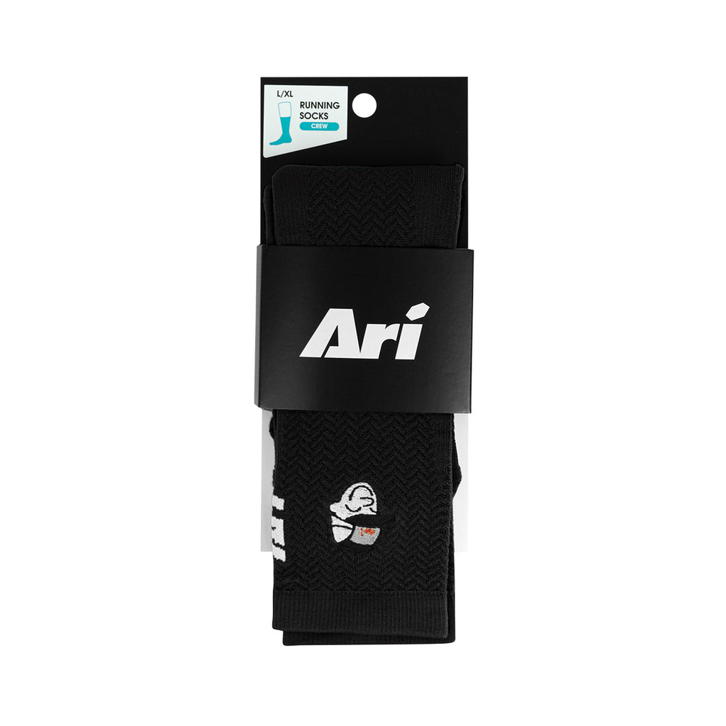 ARI ADEPT RUNNA CREW RUNNING SOCKS - BLACK/BLACK/WHITE