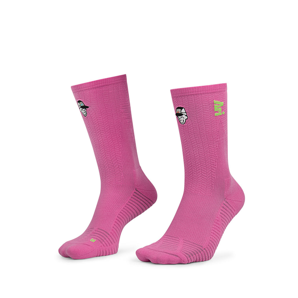 ARI ADEPT RUNNA CREW RUNNING SOCKS - PINK/PINK/VOLT
