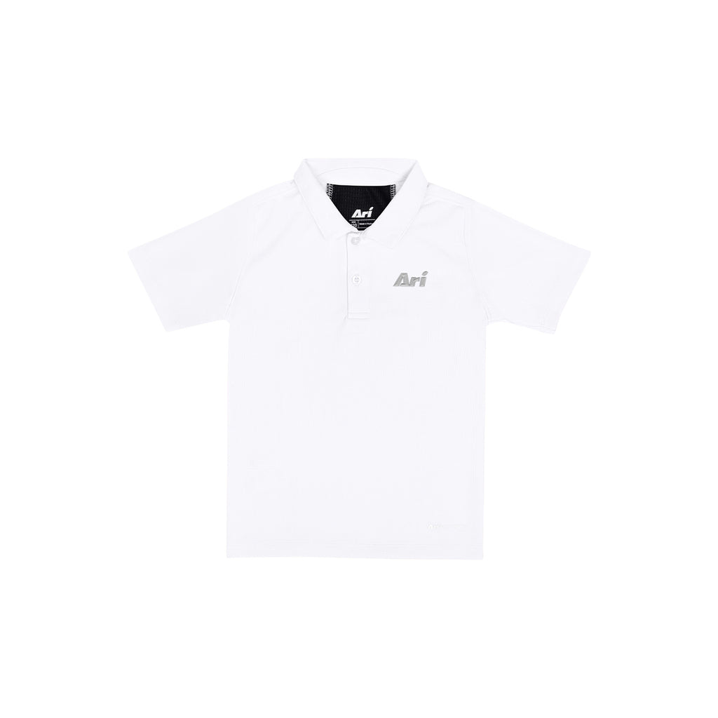 ARI BOY ADEPT GOLF POLO - WHITE/BLACK/SILVER