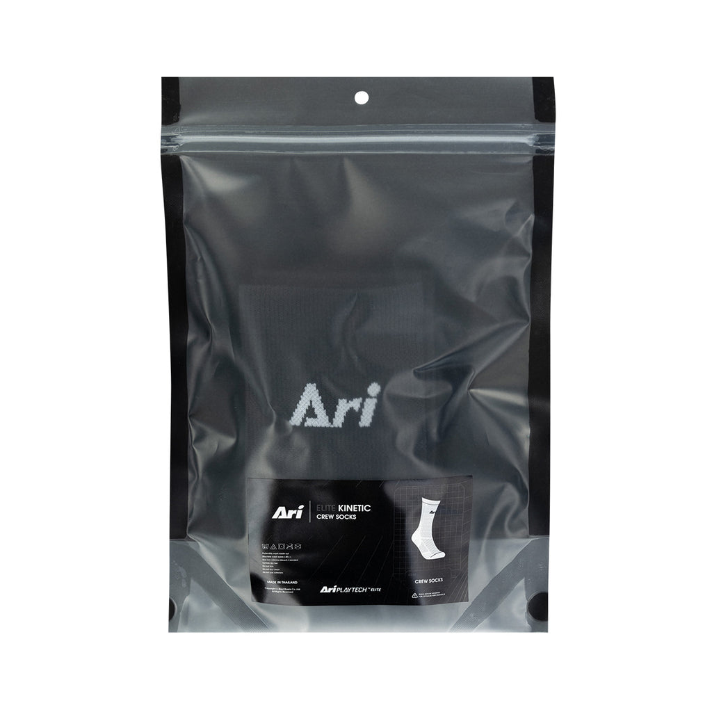 ARI ELITE KINETIC CREW SOCKS - BLACK/WHITE/BLACK