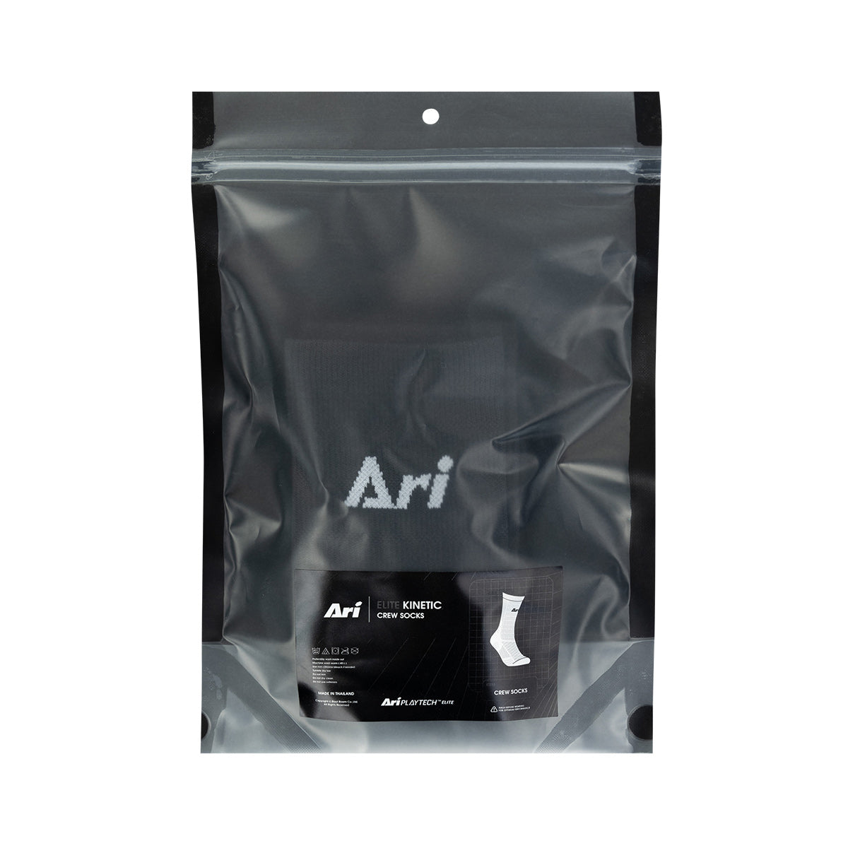 ARI ELITE KINETIC CREW SOCKS - BLACK/WHITE/BLACK