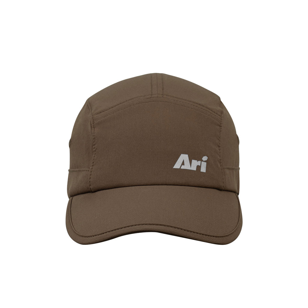 ARI ESSENTIAL 5 PANELS RUNNING CAP - BROWN/SILVER/BROWN