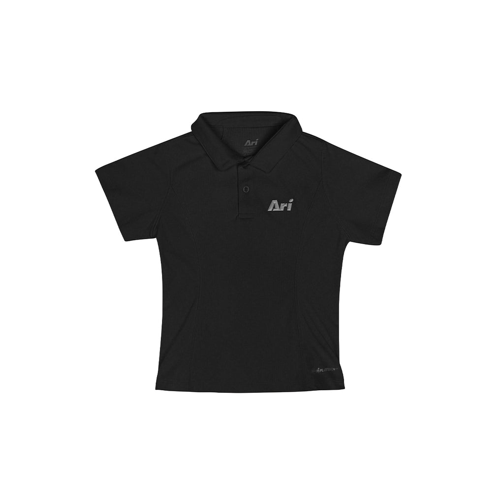 ARI GIRL ADEPT GOLF POLO - BLACK/BLACK/SILVER