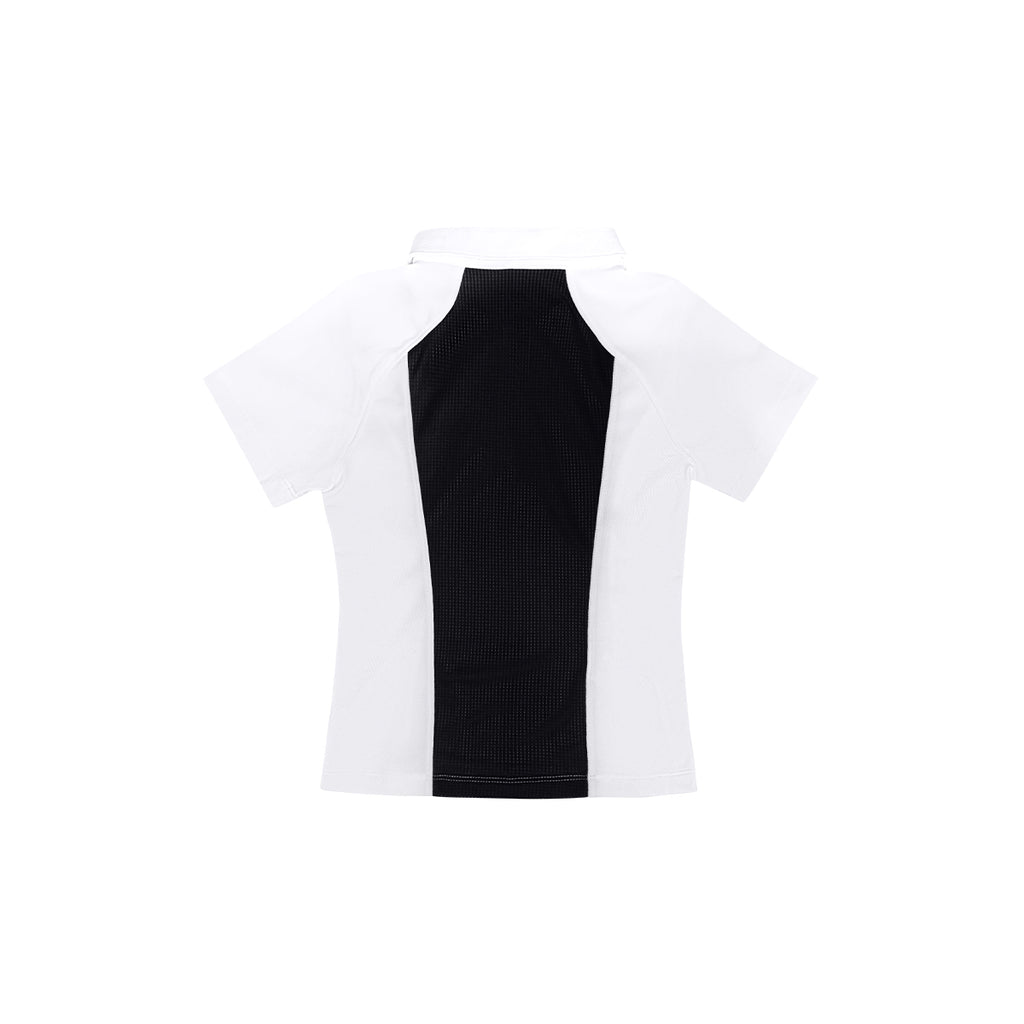 ARI GIRL ADEPT GOLF POLO - WHITE/BLACK/SILVER