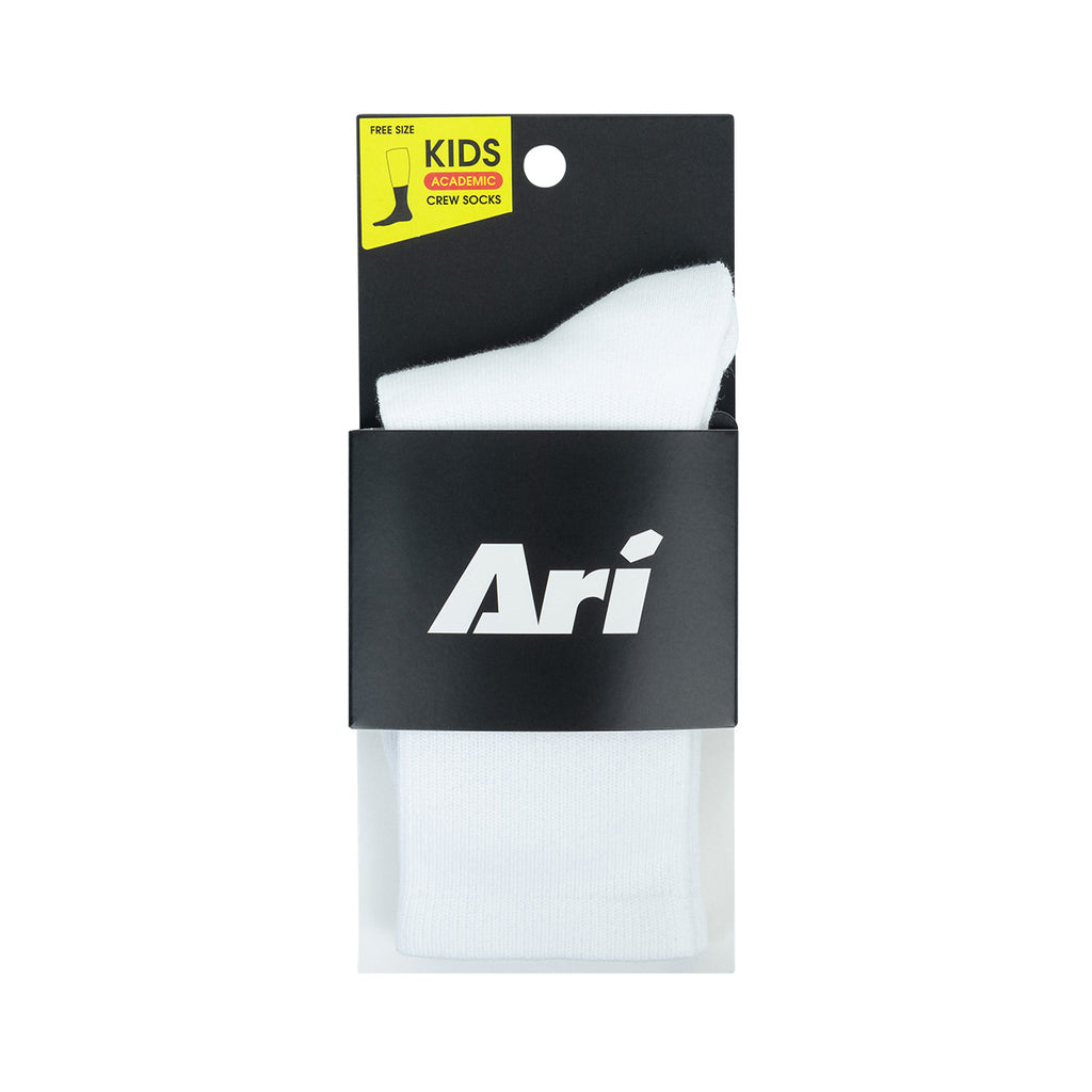 ARI KIDS ESSENTIAL ACADEMIC CREW SOCKS - WHITE/BLACK/WHITE