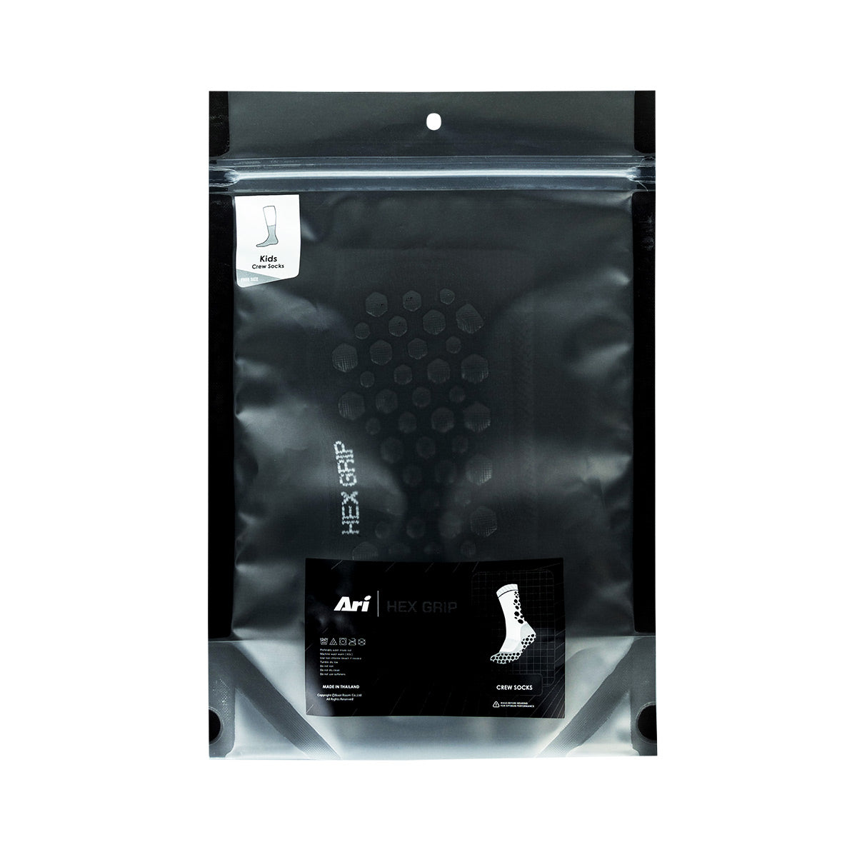 ARI KIDS HEX GRIP CREW SOCKS - BLACK/WHITE/BLACK
