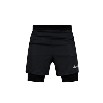 ARI MEN BREATHE 2IN1 V3 RUNNING SHORTS 3 INCHES - BLACK/BLACK/SILVER