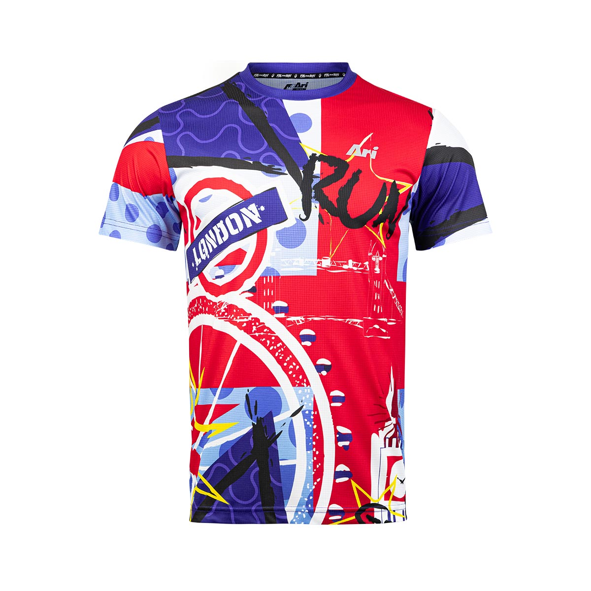 ARI UNISEX LONDON25 MARATHON GRAPHIC RUNNING TEE - NAVY/RED/WHITE