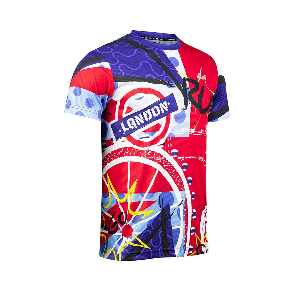 ARI UNISEX LONDON25 MARATHON GRAPHIC RUNNING TEE - NAVY/RED/WHITE