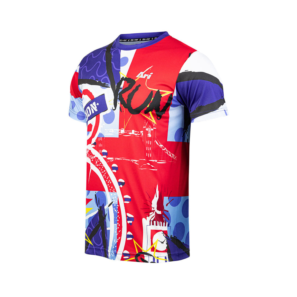 ARI UNISEX LONDON25 MARATHON GRAPHIC RUNNING TEE - NAVY/RED/WHITE