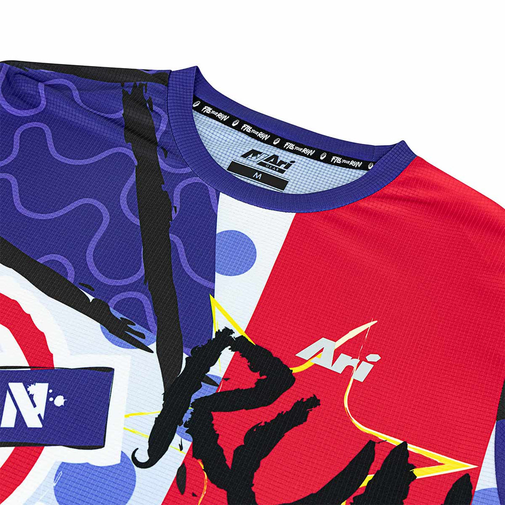 ARI UNISEX LONDON25 MARATHON GRAPHIC RUNNING TEE - NAVY/RED/WHITE