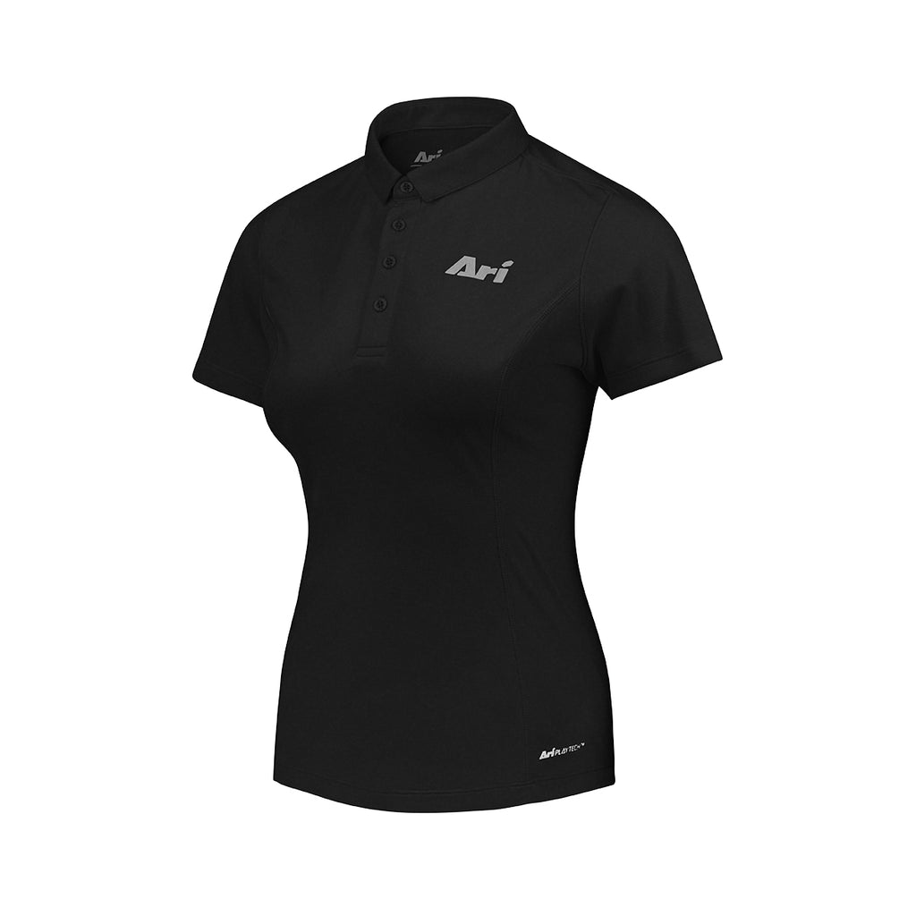 ARI WOMEN ADEPT GOLF POLO - BLACK/BLACK/SILVER