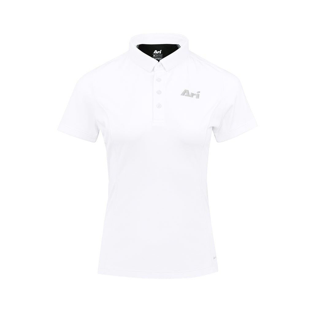 ARI WOMEN ADEPT GOLF POLO - WHITE/BLACK/SILVER