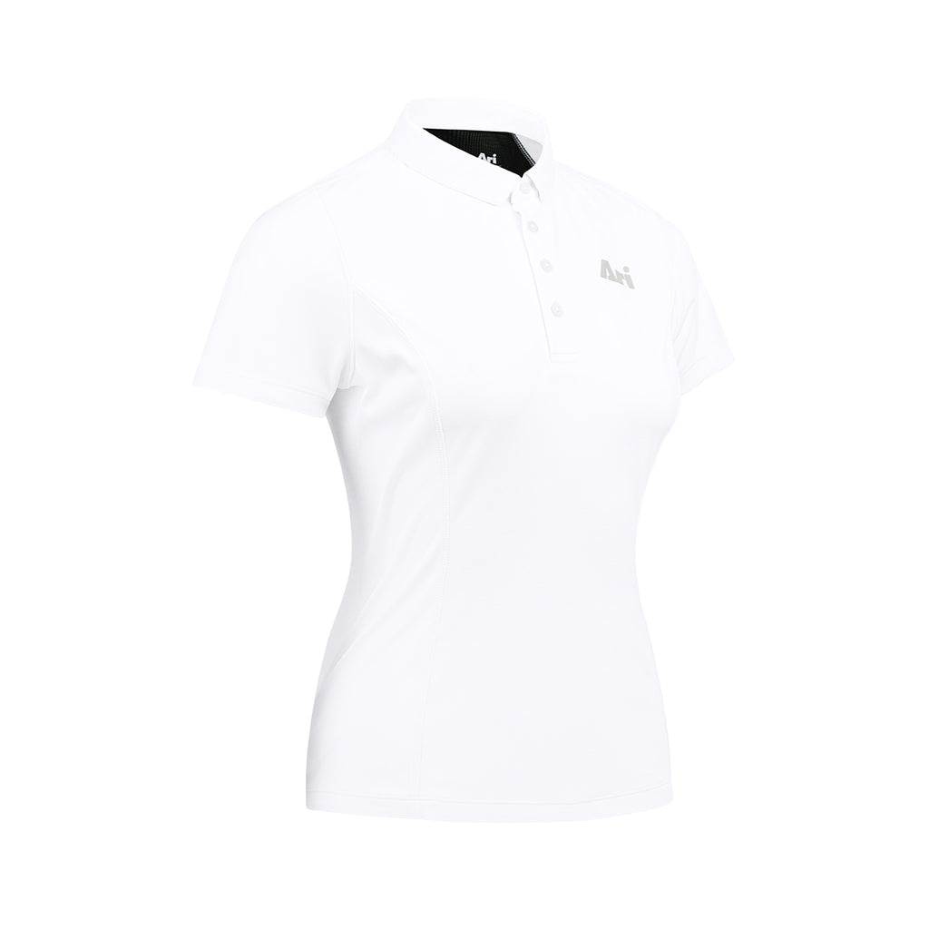 ARI WOMEN ADEPT GOLF POLO - WHITE/BLACK/SILVER
