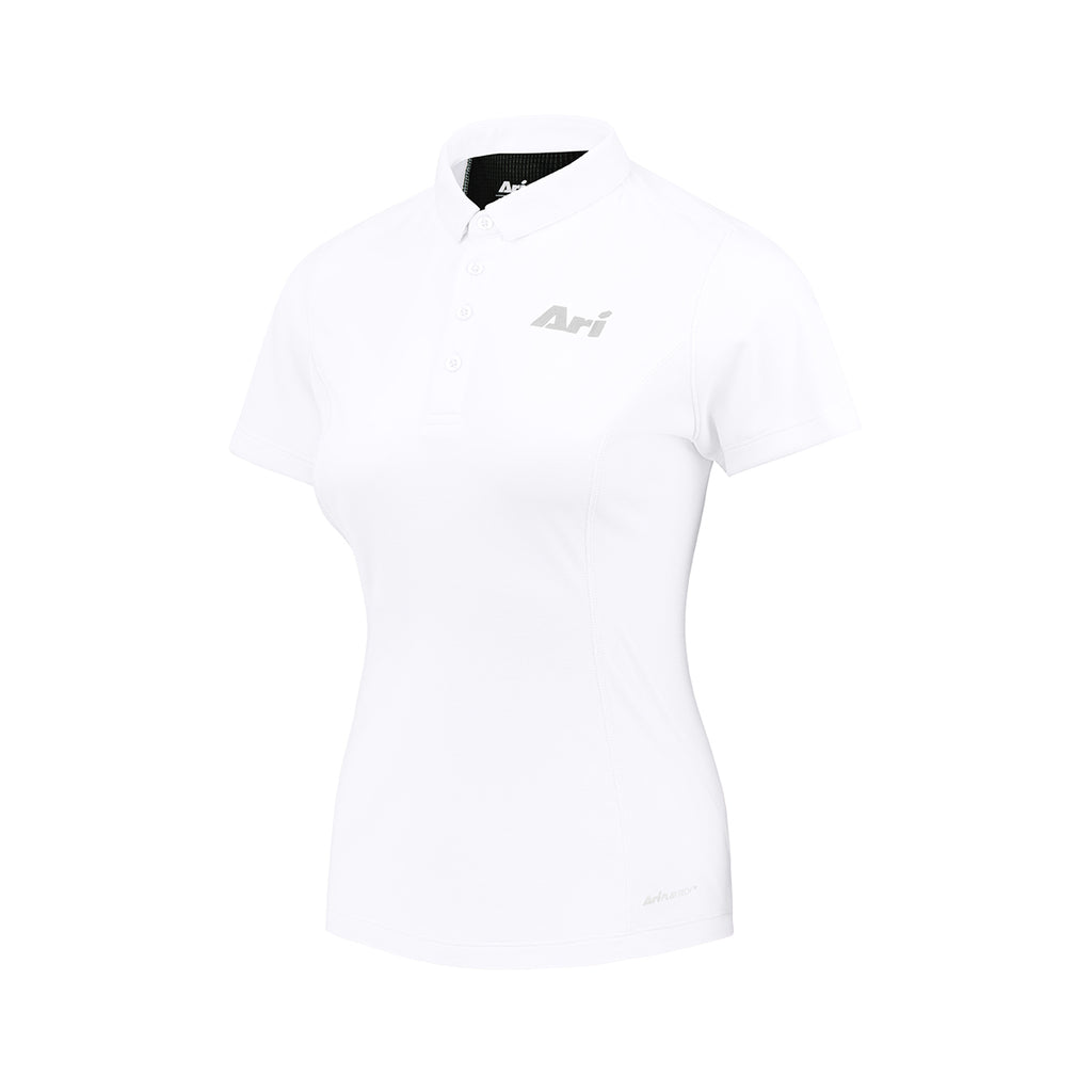 ARI WOMEN ADEPT GOLF POLO - WHITE/BLACK/SILVER