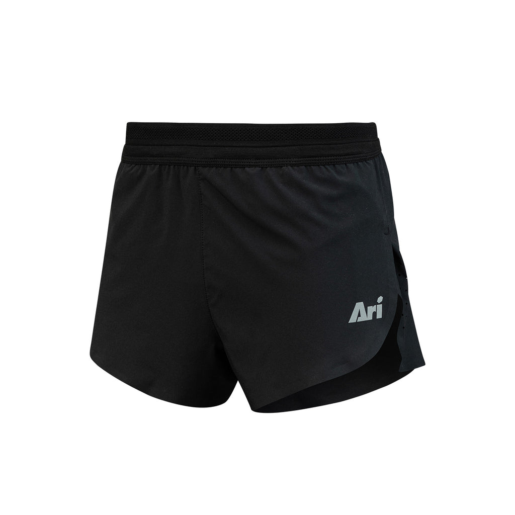 ARI WOMEN ELITE 3 INCHES RUNNING SHORT - BLACK/BLACK/SILVER