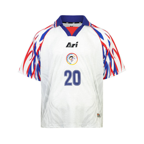 ARI X CAPTAIN TSUBASA WORLD YOUTH AOI AWAY RETRO JERSEY - WHITE/BLUE/RED