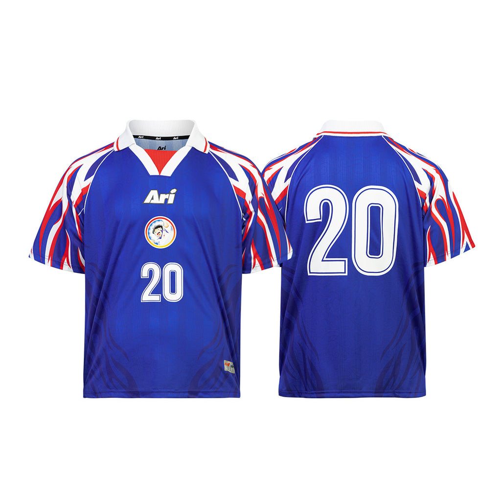 ARI X CAPTAIN TSUBASA WORLD YOUTH AOI HOME RETRO JERSEY - BLUE/WHITE/RED