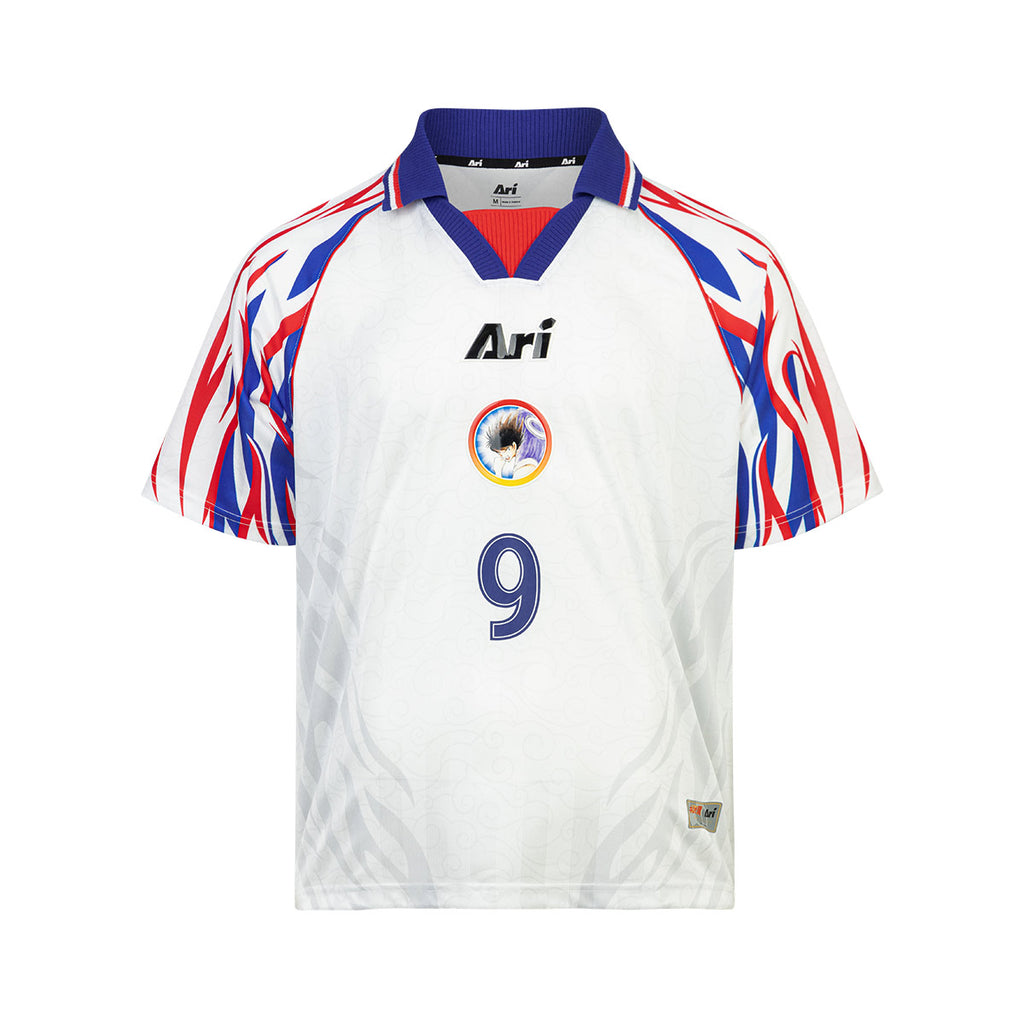 ARI X CAPTAIN TSUBASA WORLD YOUTH HYUGA AWAY RETRO JERSEY - WHITE/BLUE/RED