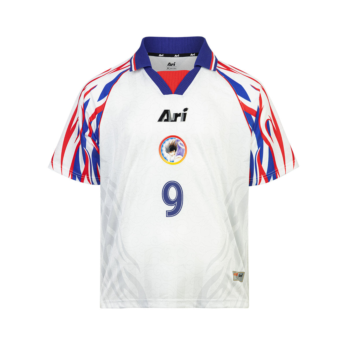 ARI X CAPTAIN TSUBASA WORLD YOUTH HYUGA AWAY RETRO JERSEY - WHITE/BLUE/RED