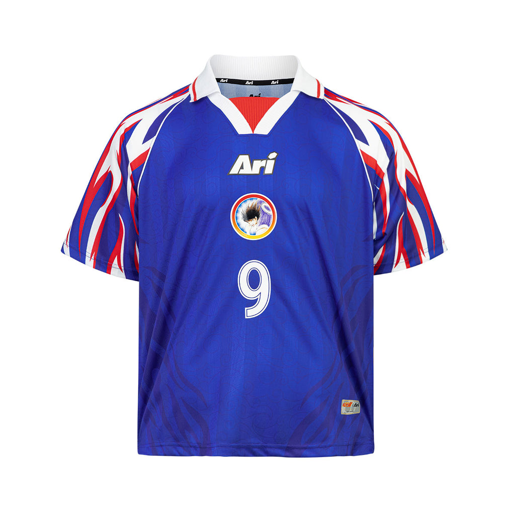 ARI X CAPTAIN TSUBASA WORLD YOUTH HYUGA HOME RETRO JERSEY - BLUE/WHITE/RED