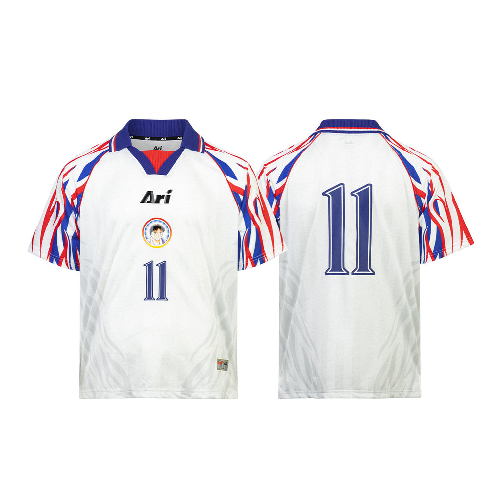 ARI X CAPTAIN TSUBASA WORLD YOUTH MISAKI AWAY RETRO JERSEY - WHITE/BLUE/RED