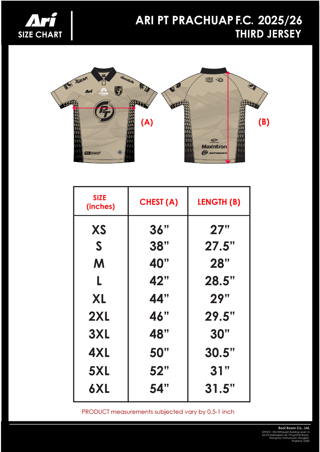 ARI PT PRACHUAP FC 2025/2026 HOME PLAYER JERSEY - ORANGE/BLACK/WHITE