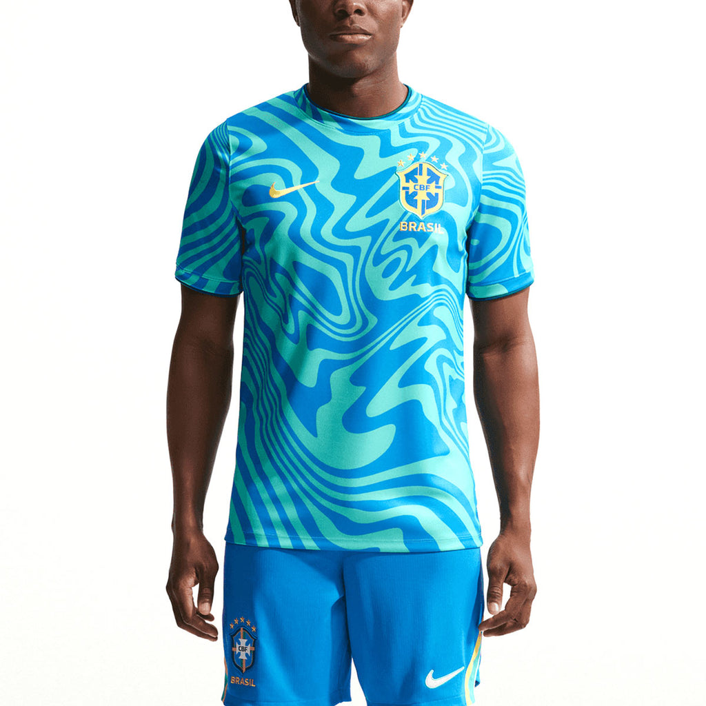 NIKE BRAZIL 2026 ACADEMY PRO SS TOP PRE MATCH - LIGHT MENTA/LT PHOTO BLUE/CANARY