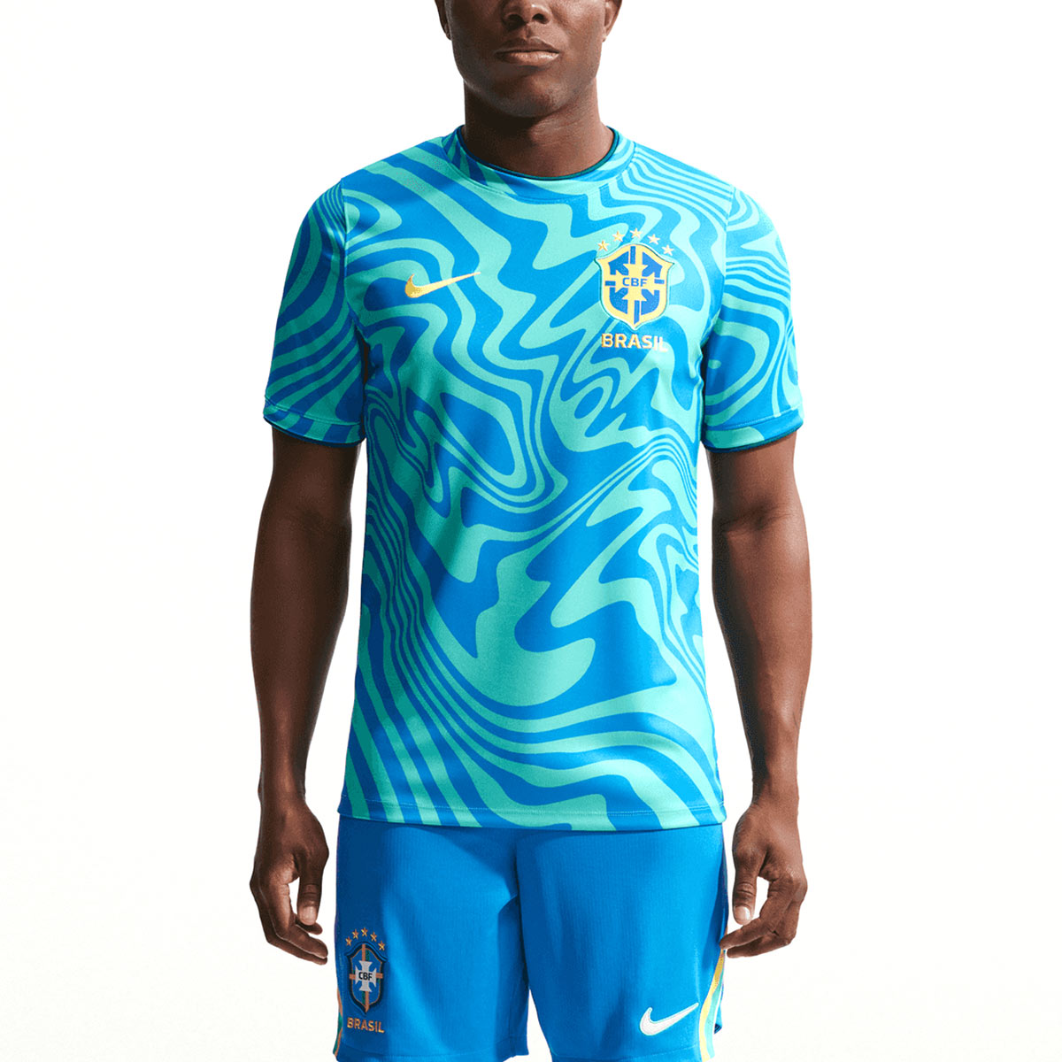 NIKE BRAZIL 2026 ACADEMY PRO SS TOP PRE MATCH - LIGHT MENTA/LT PHOTO BLUE/CANARY