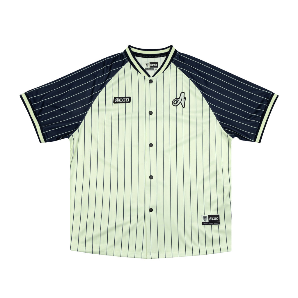 EGO SPORT X AVISPA FUKUOKA 2026 OVERSIZE BASEBALL JERSEY - CREAM/NAVY