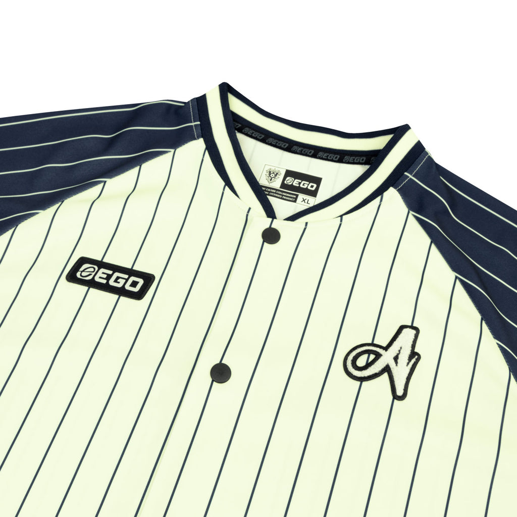 EGO SPORT X AVISPA FUKUOKA 2026 OVERSIZE BASEBALL JERSEY - CREAM/NAVY