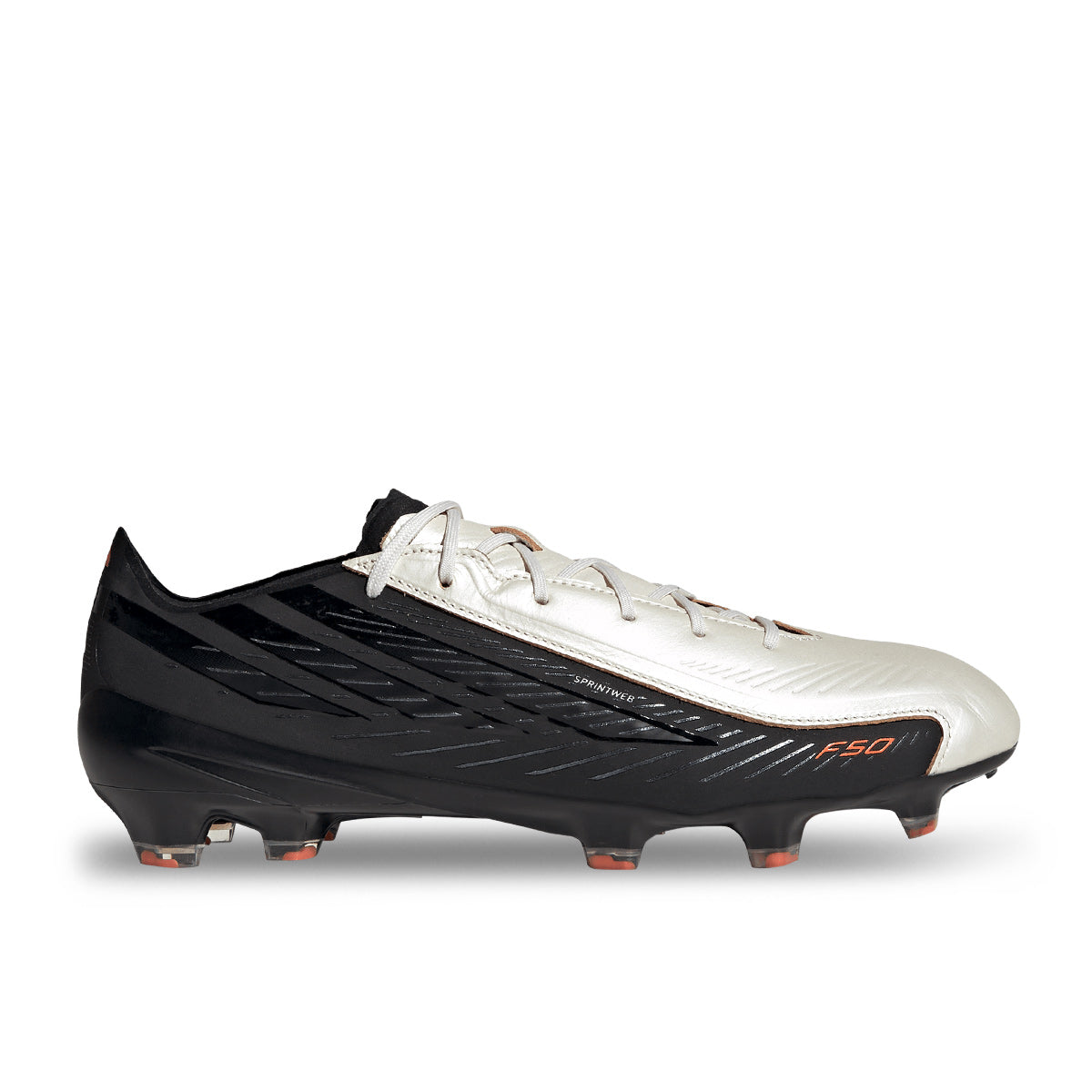 ADIDAS F50 HYPERFAST LEATHER TECH ELITE FG - ZERO MET/CORE BLACK/SOLAR ORANGE