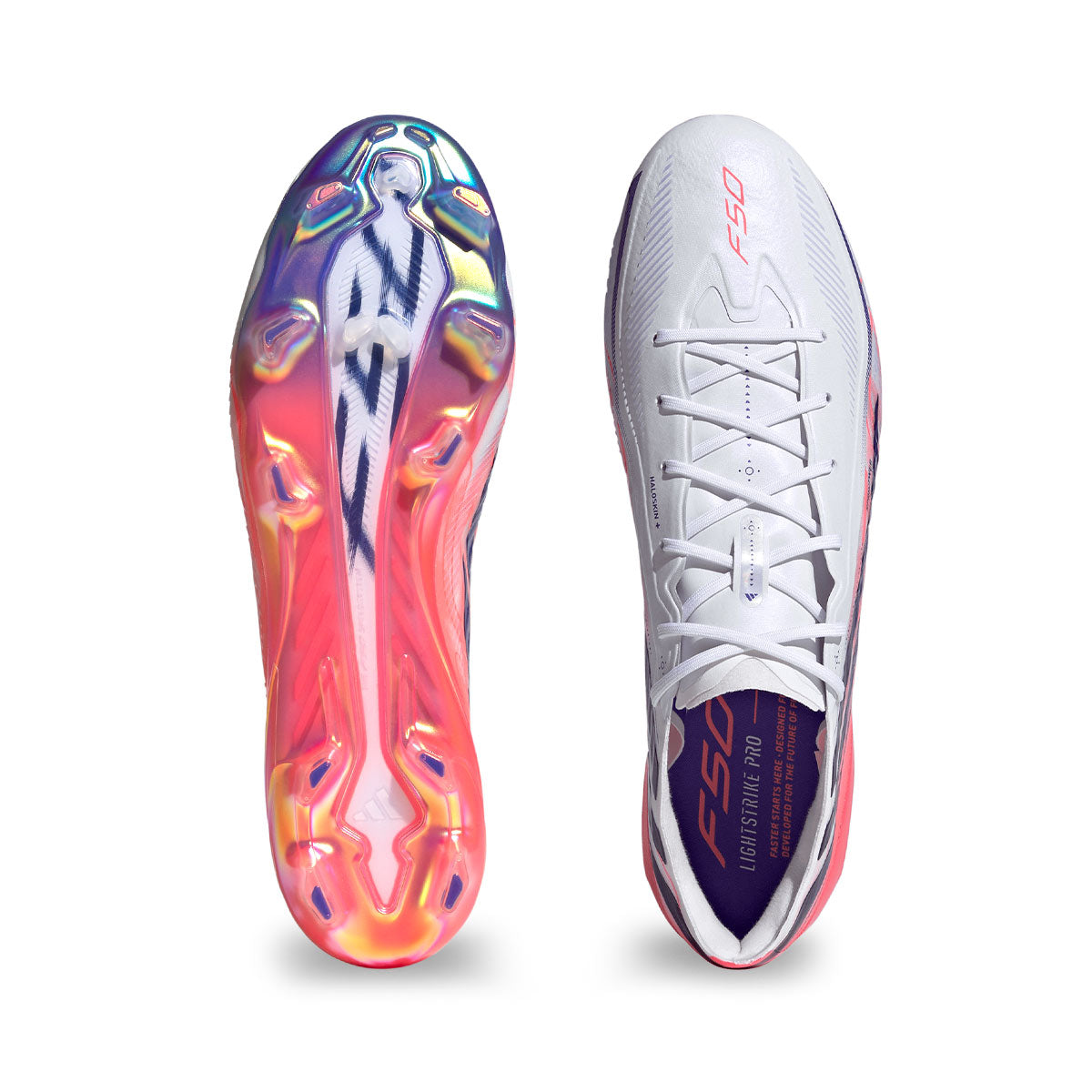 ADIDAS F50 HYPERFAST ELITE FG - FTWR WHITE/SOLAR PURPLE/SOLAR TURBO