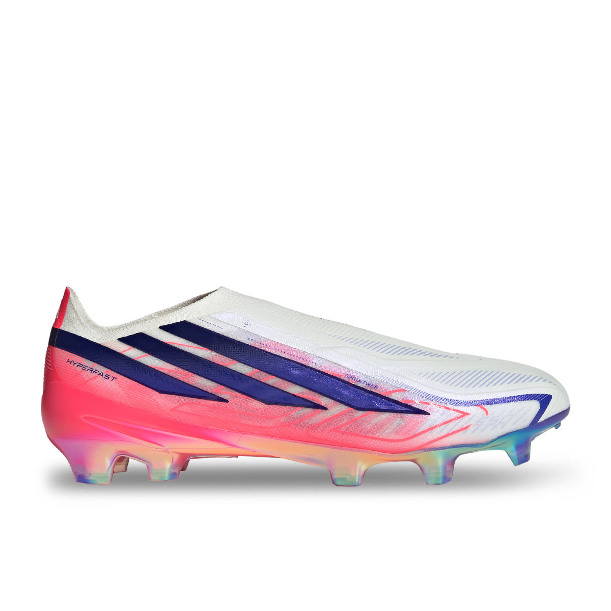 ADIDAS F50 HYPERFAST ELITE LACELESS FG - FTWR WHITE/SOLAR PURPLE/SOLAR TURBO
