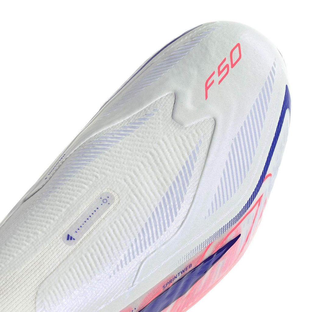 ADIDAS F50 HYPERFAST ELITE LACELESS FG - FTWR WHITE/SOLAR PURPLE/SOLAR TURBO
